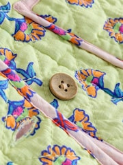 Lime Green Floral Print Quilted Jacket (3-16yrs) - Image 5 of 6
