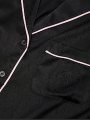 Victoria's Secret Black Logo Jacquard Satin Short Pyjamas Set - Image 3 of 3