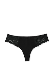 Victoria's Secret PINK Black Thong No Show Lace Trim Knickers - Image 3 of 3