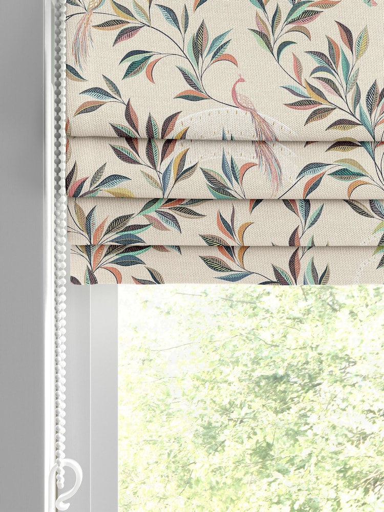 Sara Miller Stone Natural Ornamental Peacock Made to Measure Roman Blind - Image 2 of 6