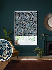 Sara Miller Teal Blue Faux Silk Songbird Made to Measure Roman Blind - Image 1 of 6