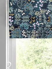 Sara Miller Teal Blue Faux Silk Songbird Made to Measure Roman Blind - Image 2 of 6