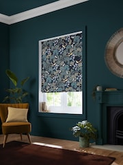 Sara Miller Teal Blue Faux Silk Songbird Made to Measure Roman Blind - Image 5 of 6