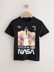 Black NASA License Short Sleeve T-Shirt (3-16yrs) - Image 1 of 4
