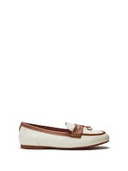 Moda in Pelle Erythrina Tassel Leopard Print Trim Comfort Leather Loafers - Image 2 of 5