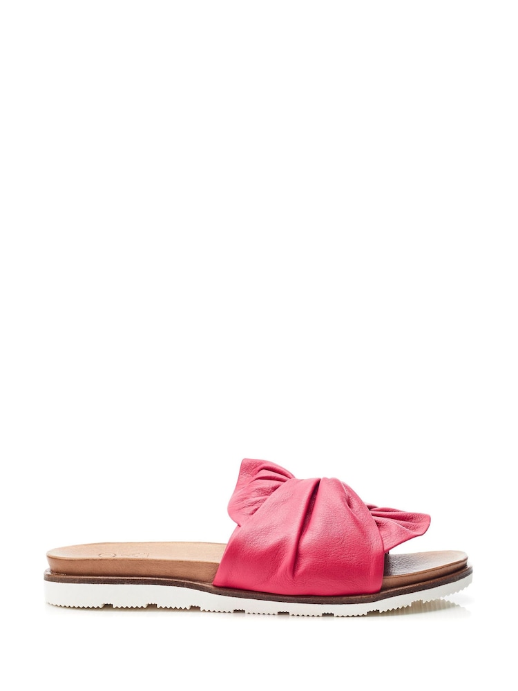 Jemini Twist Bow Flat Leather Sandals - Image 1 of 4 Jemini Twist Bow Flat Leather Sandals - Image 1 of 4