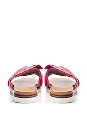 Jemini Twist Bow Flat White Leather Sandals - Image 3 of 4