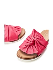 Jemini Twist Bow Flat White Leather Sandals - Image 4 of 4