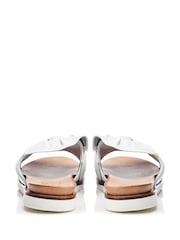 Jemini Twist Bow Flat White Leather Sandals - Image 3 of 4