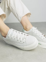 Moda in Pelle Blush Woven Side Panel Detail Chunky Lace Up Leather Trainers - Image 1 of 4