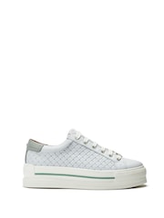 Moda in Pelle Blush Woven Side Panel Detail Chunky Lace Up Leather Trainers - Image 2 of 4