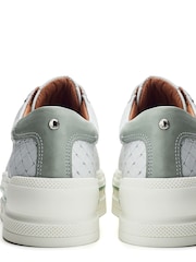 Moda in Pelle Blush Woven Side Panel Detail Chunky Lace Up Leather Trainers - Image 4 of 4