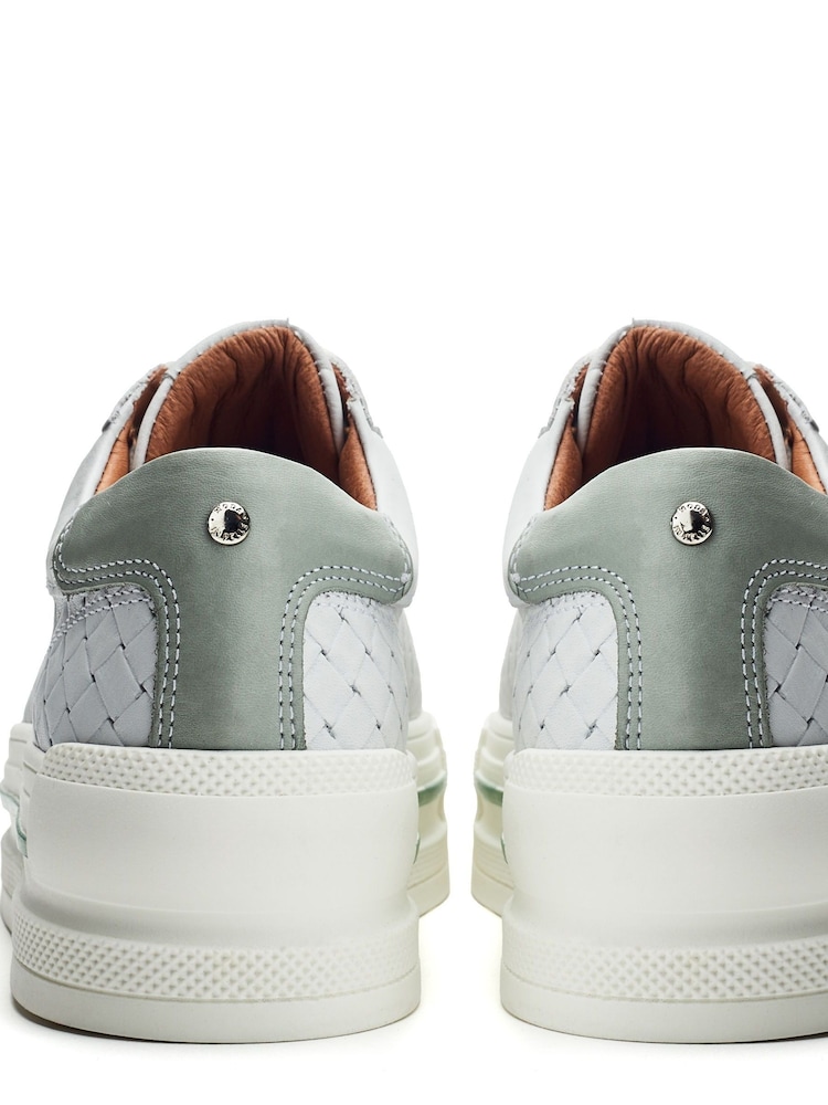 Moda in Pelle Blush Woven Side Panel Detail Chunky Lace Up Leather Trainers - Image 4 of 4