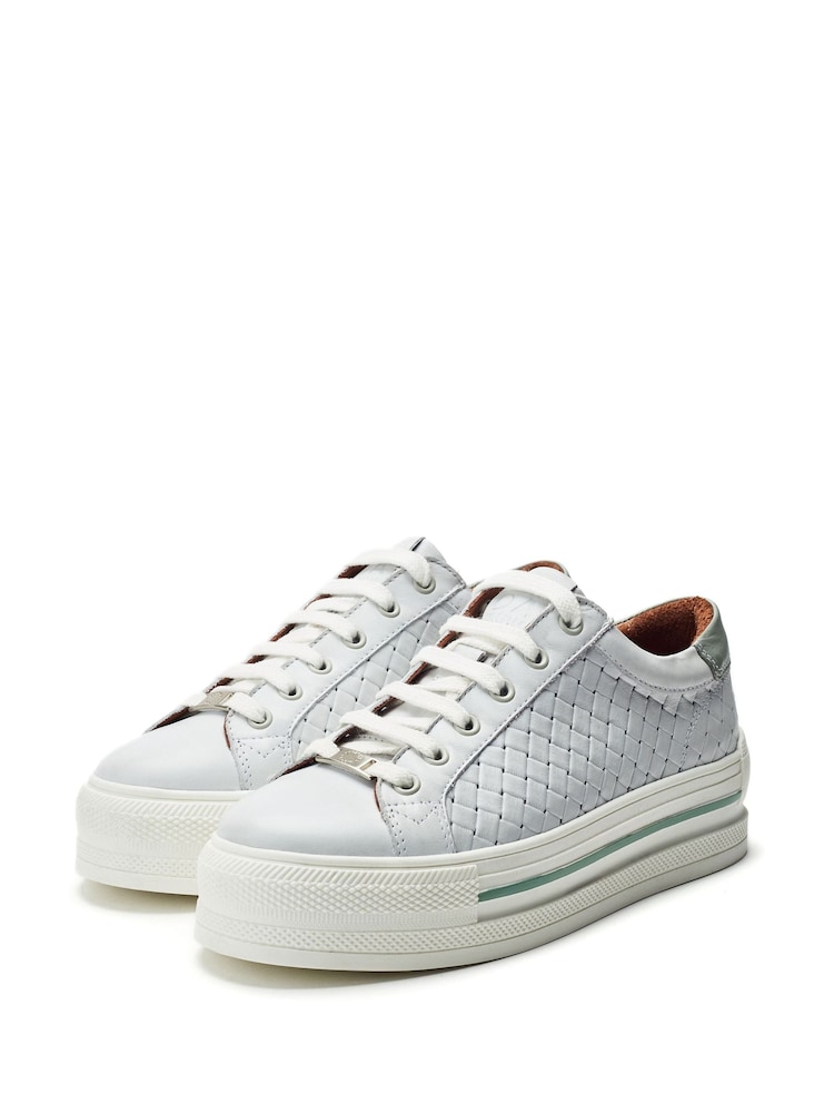 Moda in Pelle Woven Side Panel Detail Chunky Lace Up Leather Trainers - Image 5 of 5 Moda in Pelle Woven Side Panel Detail Chunky Lace Up Leather Trainers - Image 5 of 5