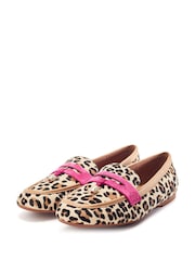 Moda in Pelle Erythrina Tassel Leopard Print Trim Comfort Leather Loafers - Image 3 of 5