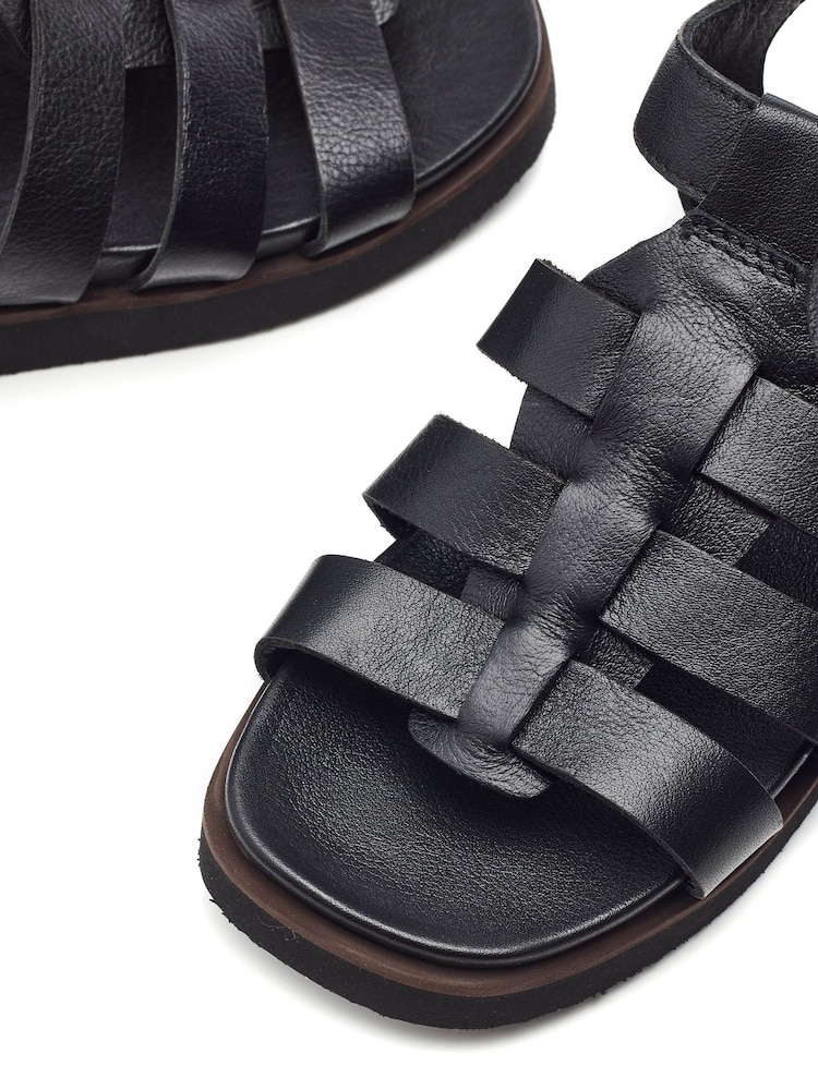 Moda in Pelle Shipshape Square Toe Leather Gladiator Sandals - Image 4 of 4