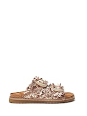 Moda in Pelle Metallic Olisia Glitz Buckle Weave Leather Footbed Sandals - Image 1 of 4