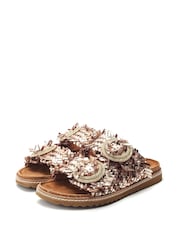 Moda in Pelle Metallic Olisia Glitz Buckle Weave Leather Footbed Sandals - Image 2 of 4