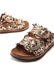 Moda in Pelle Metallic Olisia Glitz Buckle Weave Leather Footbed Sandals - Image 4 of 4