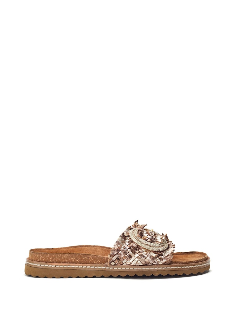 Moda in Pelle Jarilla Single Band Woven Leather Footbed Sandals - Image 1 of 4