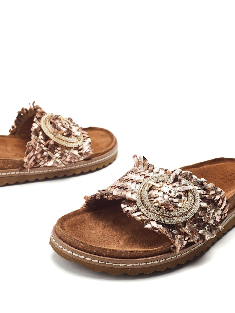 Moda in Pelle Jarilla Single Band Woven Leather Footbed Sandals - Image 4 of 4