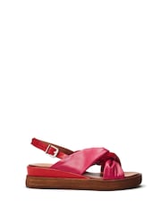 Pink - Moda in Pelle Kalmia Twisted Feature Leather Wedge Sandals - Image 1 of 4