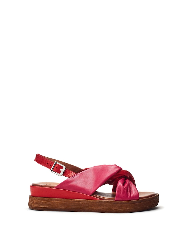 Pink - Moda in Pelle Kalmia Twisted Feature Leather Wedge Sandals - Image 1 of 4
