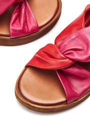 Pink - Moda in Pelle Kalmia Twisted Feature Leather Wedge Sandals - Image 4 of 4