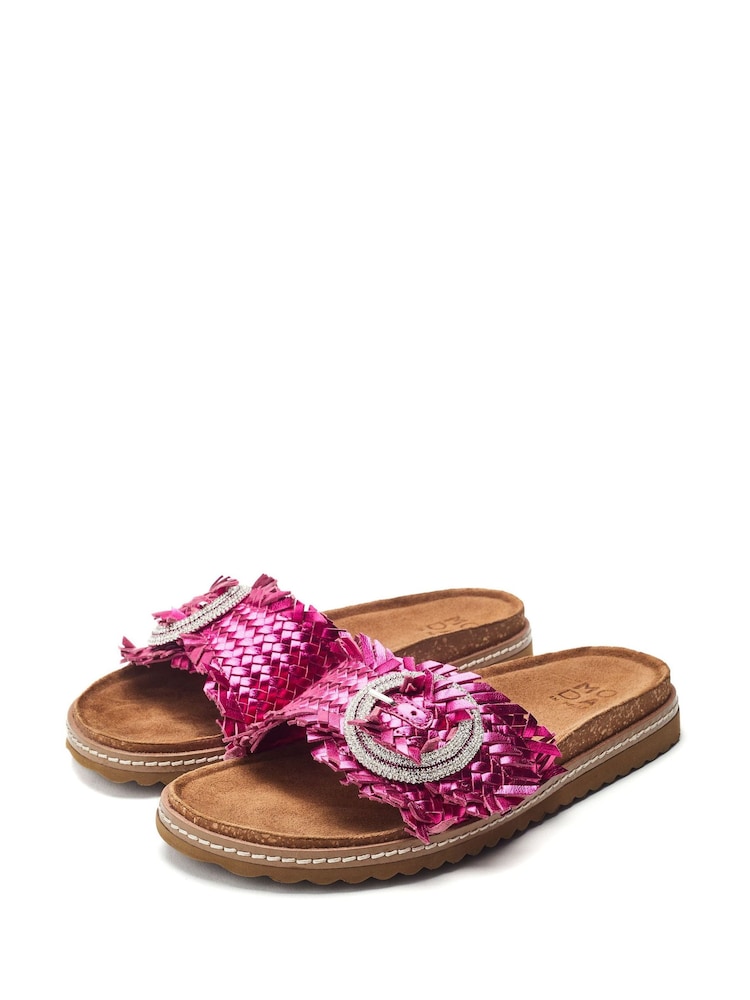 Moda in Pelle Jarilla Single Band Woven Leather Footbed Sandals - Image 2 of 4
