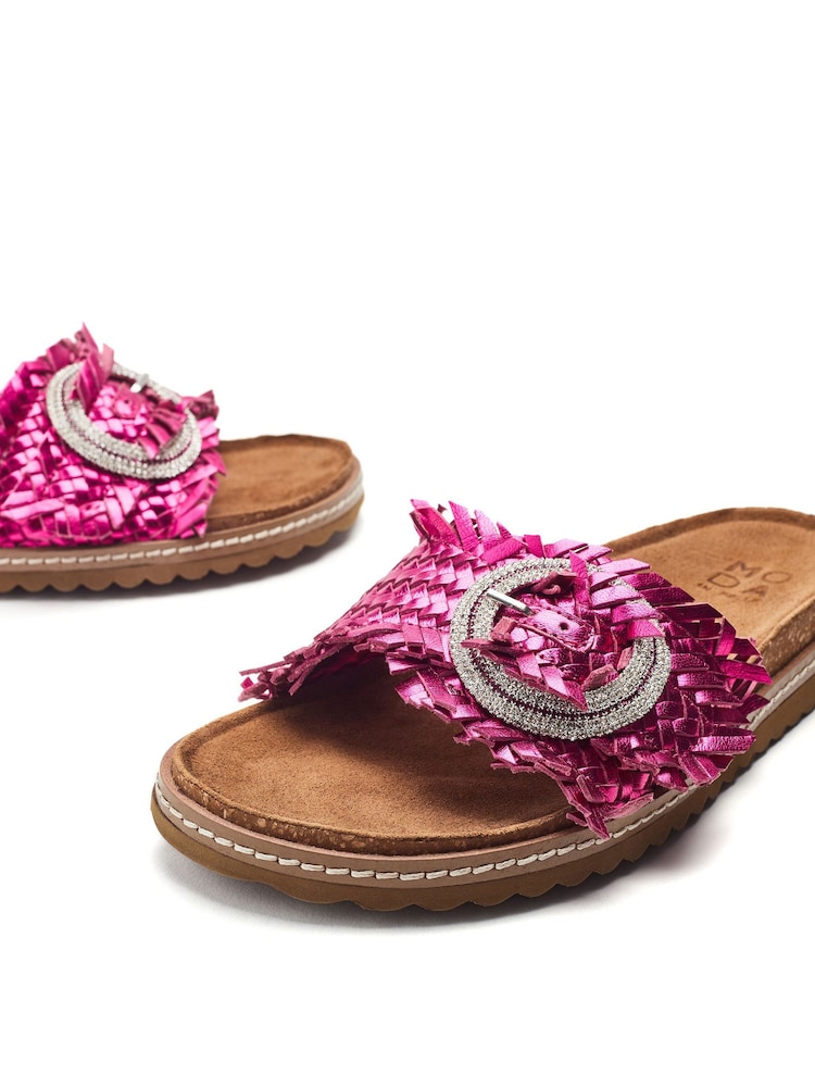 Moda in Pelle Jarilla Single Band Woven Leather Footbed Sandals - Image 4 of 4
