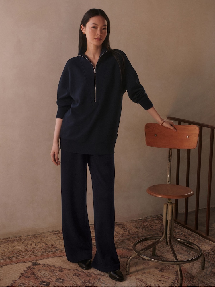 Varley Blue Masie Longline Sweat Top - Image 1 of 6 Varley Blue Masie Longline Sweat Top - Image 1 of 6