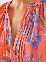 Monsoon Orange Kaia Floral Tunic Midi Dress - Image 3 of 4