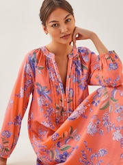 Monsoon Orange Kaia Floral Tunic Midi Dress - Image 4 of 4