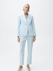 Mango Blue Linen Suit Jacket - Image 2 of 6