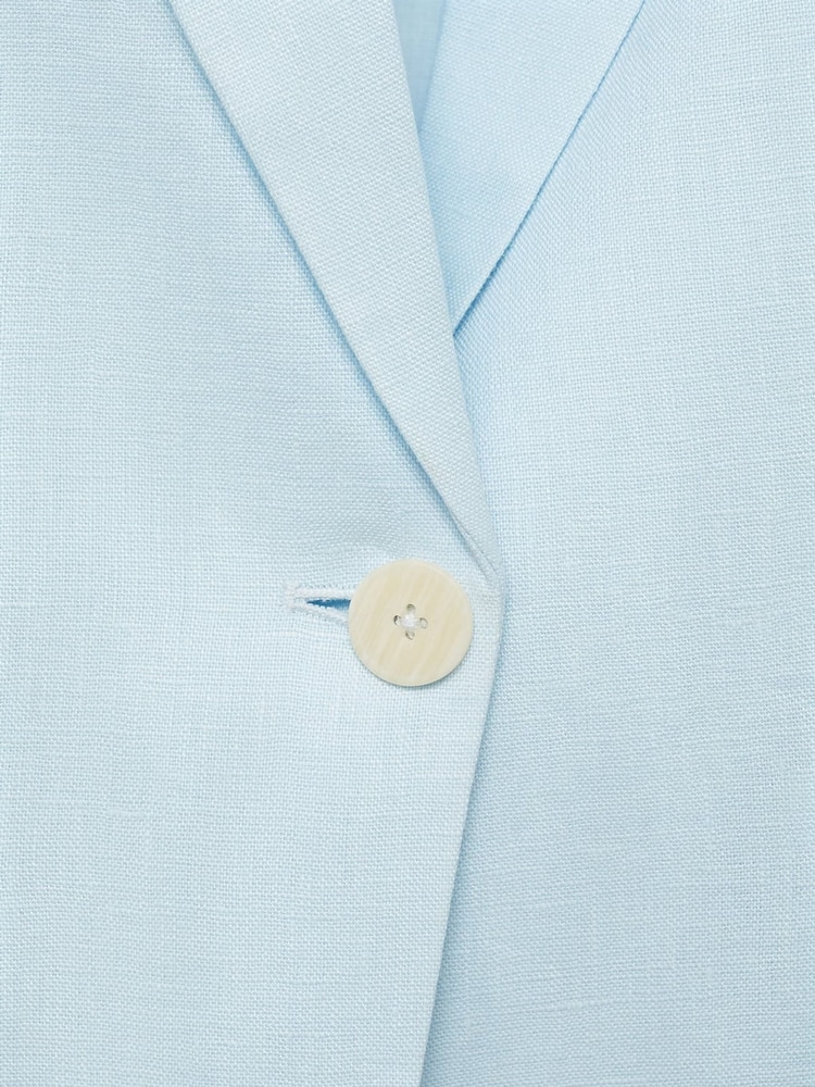 Mango Blue Linen Suit Jacket - Image 6 of 6