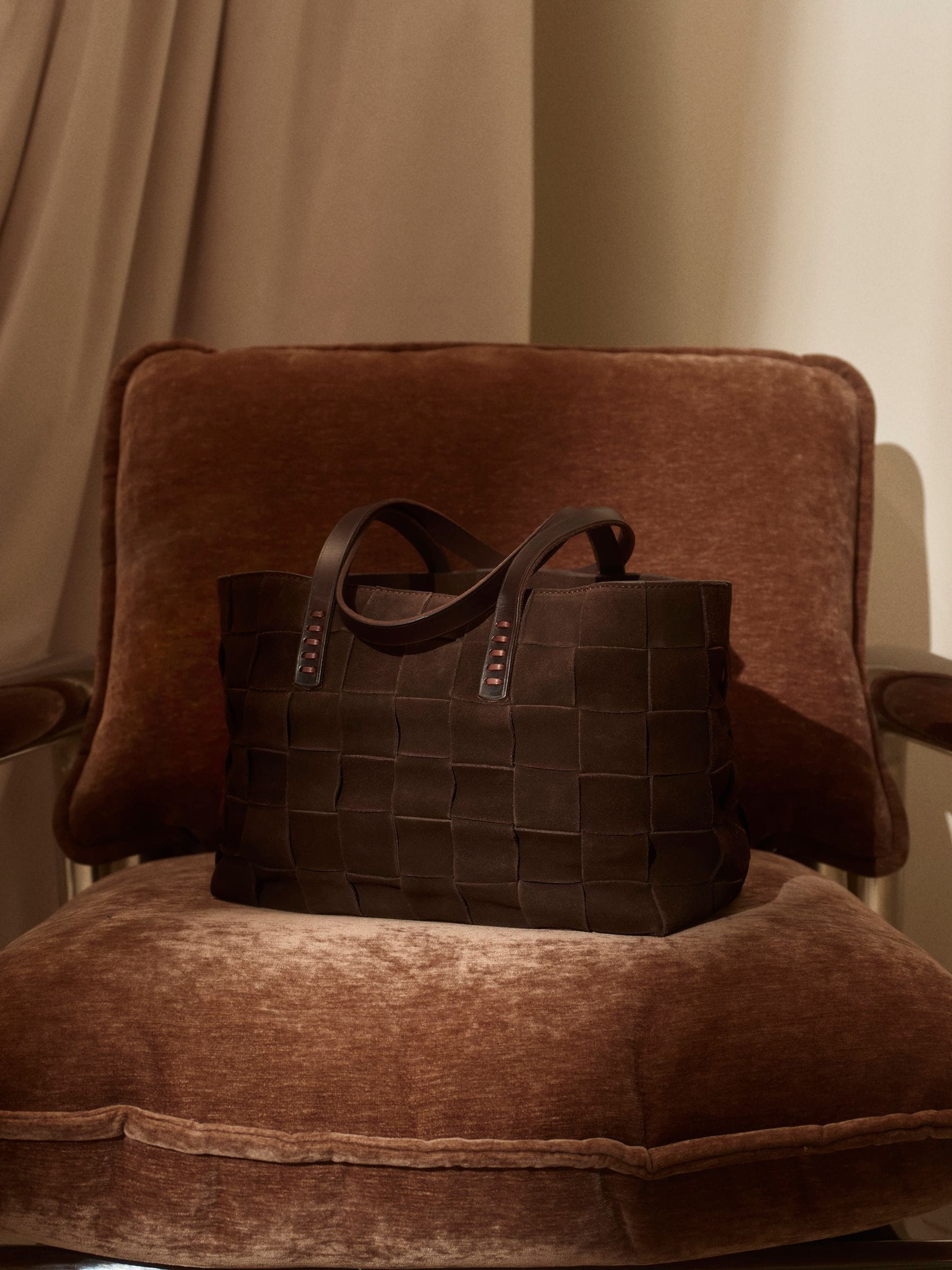 Buy Dragon Diffusion Suede Dark Brown Suede Japan Tote Bag from
