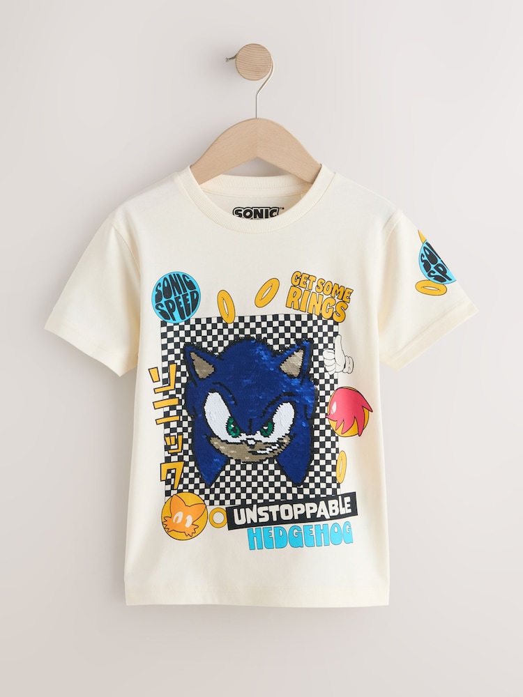 Ecru Sequin - تيشِرت بتصميم شخصية Sonic (3 - 16 سنة) - صورة 1 من 5