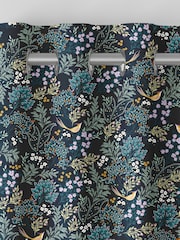 Sara Miller Teal Blue Faux Silk Songbird Made to Measure Curtains - Image 7 of 9