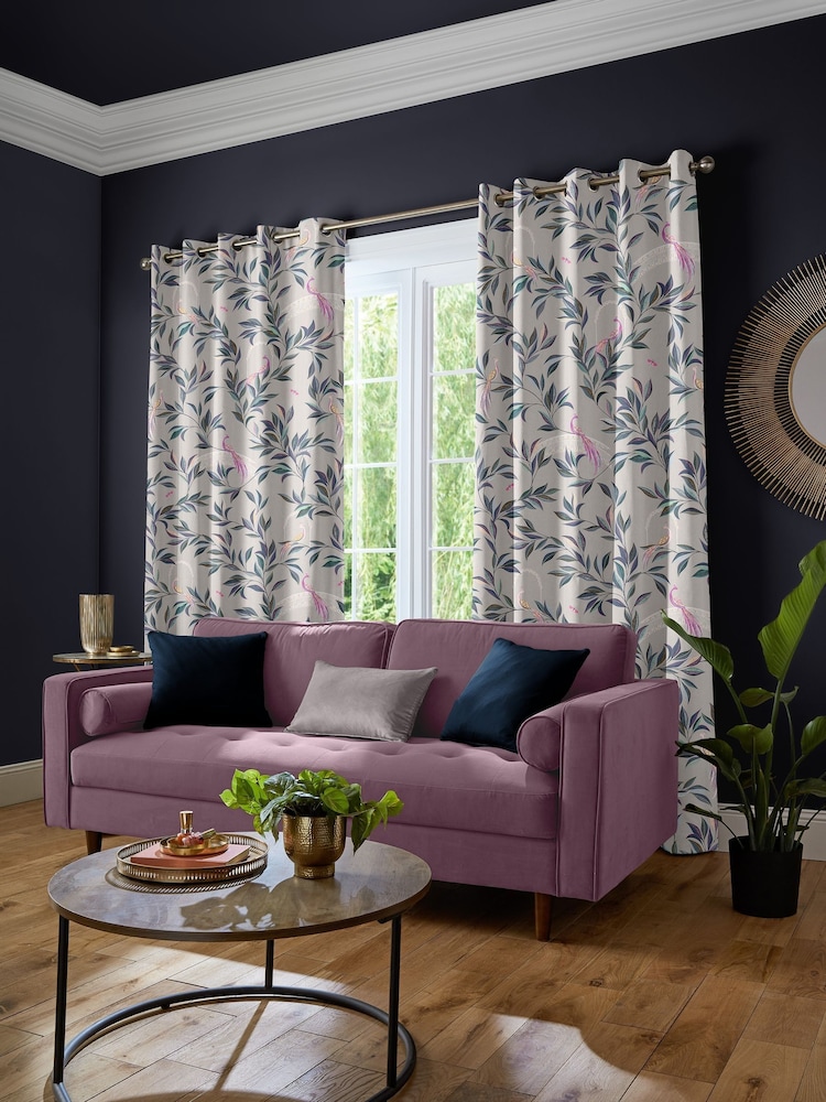 Sara Miller Warm Grey Ornamental Peacock Made to Measure Curtains - Image 2 of 9