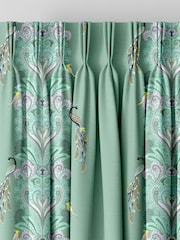 Sara Miller Sage Green Peacock Filigree Made to Measure Curtains - Image 5 of 9