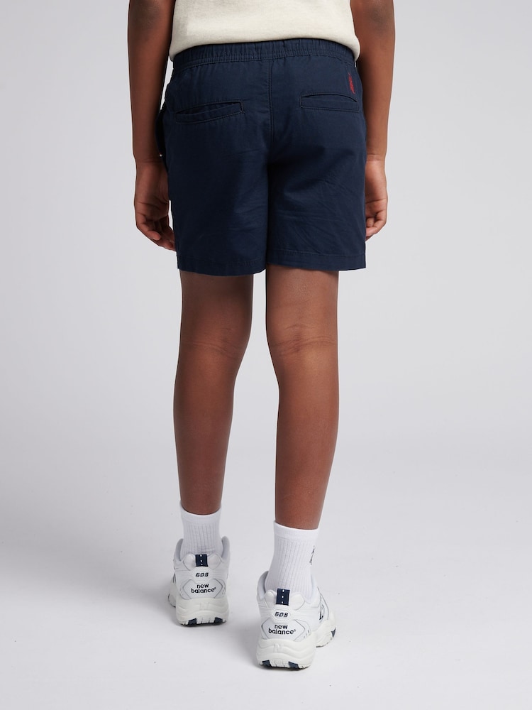 U.S. Polo Assn Blue Boys Cotton Linen Deck Shorts - Image 2 of 8