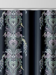 Sara Miller Petrol Blue Faux Silk Peacock Filigree Made to Measure Curtains - Image 8 of 9