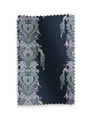 Sara Miller Petrol Blue Faux Silk Peacock Filigree Made to Measure Curtains - Image 9 of 9