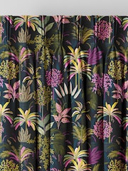 Sara Miller Midnight Blue Faux Silk Palm Garden Made to Measure Curtains - Image 5 of 9