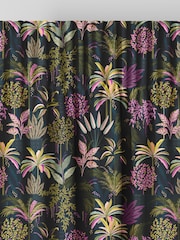 Sara Miller Midnight Blue Faux Silk Palm Garden Made to Measure Curtains - Image 6 of 9