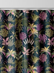 Sara Miller Midnight Blue Faux Silk Palm Garden Made to Measure Curtains - Image 8 of 9