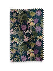Sara Miller Midnight Blue Faux Silk Palm Garden Made to Measure Curtains - Image 9 of 9