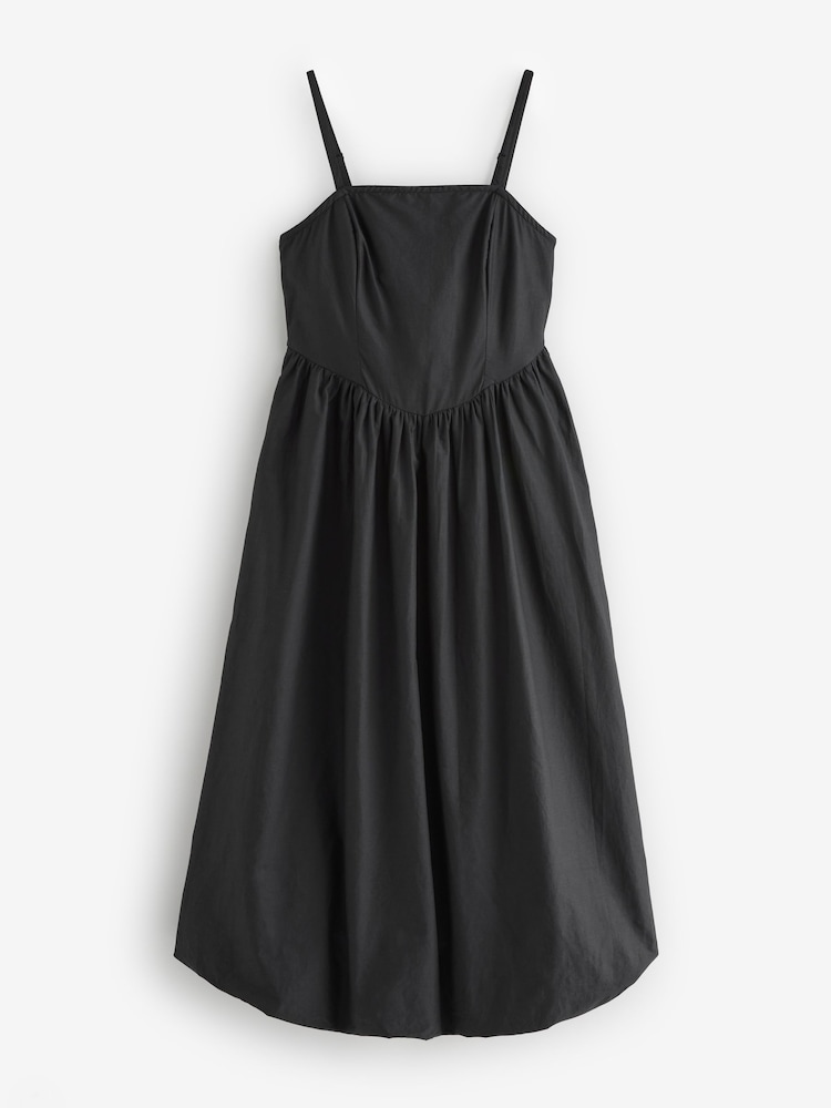 Threadbare Black Square Neck Bubble Hem Midi Dress - Image 5 of 5 Threadbare Black Square Neck Bubble Hem Midi Dress - Image 5 of 5