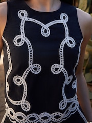 Threadbare Black 100% Cotton Cornelli Embroidered Button Back Shell Tank Top - Image 4 of 4