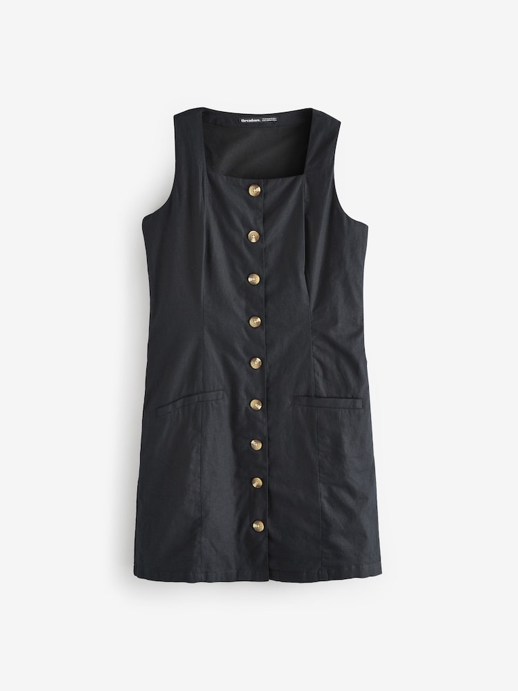 Threadbare Black Linen Blend Waistcoat Summer Dress - Image 1 of 1